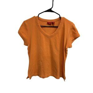 Mossimo Orange 100% Cotton  V-Neck T-Shirt Size Large Minimalist Classic